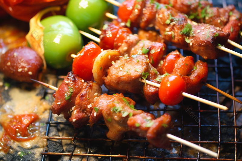 烧烤猪肉青椒串串肉小吃美食实拍摄影图,高清,摄影图,摄影图片,图片大全,摄影图免费下载